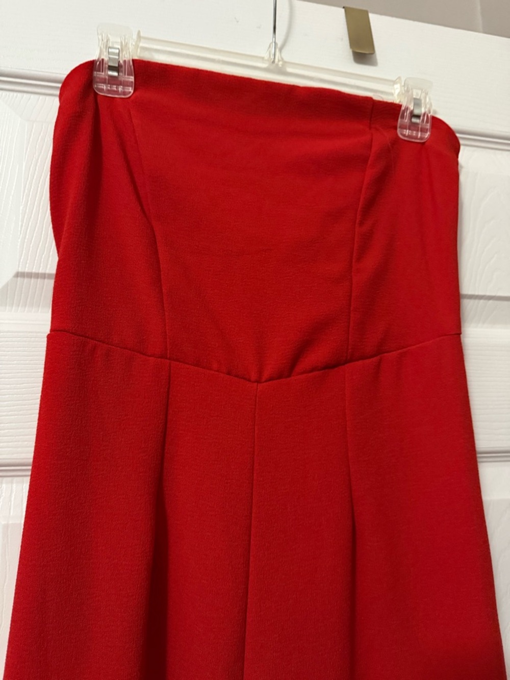Strapless Red Wide-Leg Jumpsuit. Comes with removable straps. - Picture 3 of 4